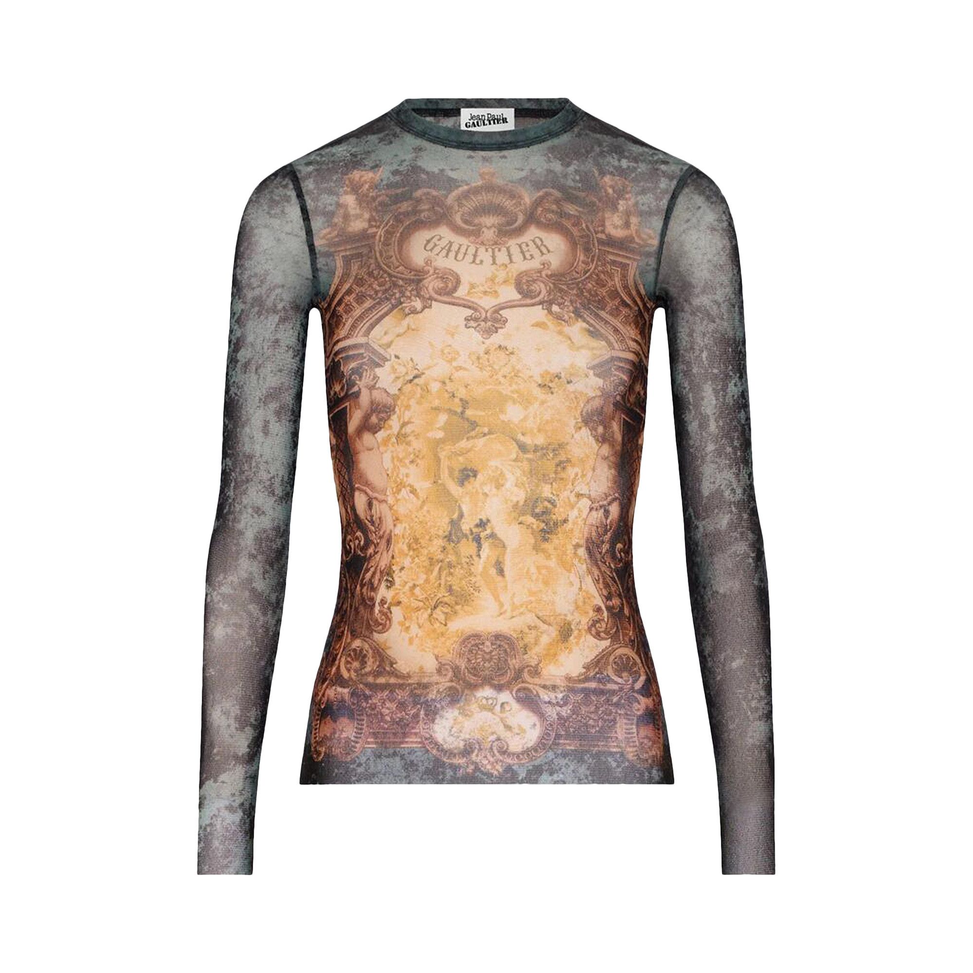 Buy Jean Paul Gaultier Mesh Long-Sleeve Top Printed Médaillon