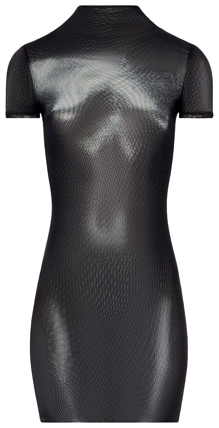 Jean Paul Gaultier Mesh High Neck Short Dress BlackSilver