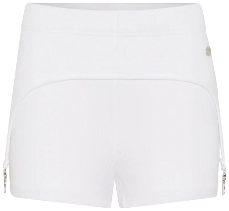 Jean Paul Gaultier Cotton Ribbed Mini Short With Lingerie Garter White