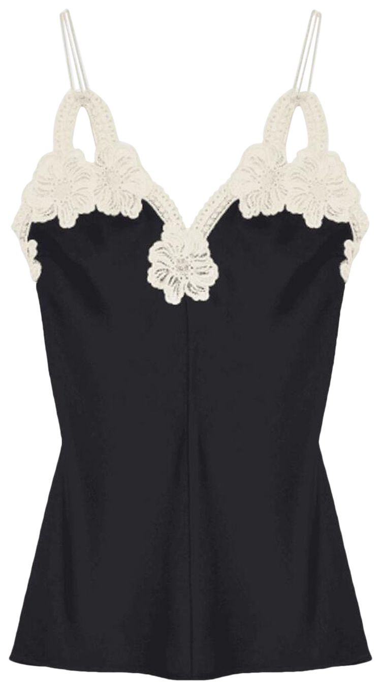 Jil Sander Sleevless Embroidered Top Black