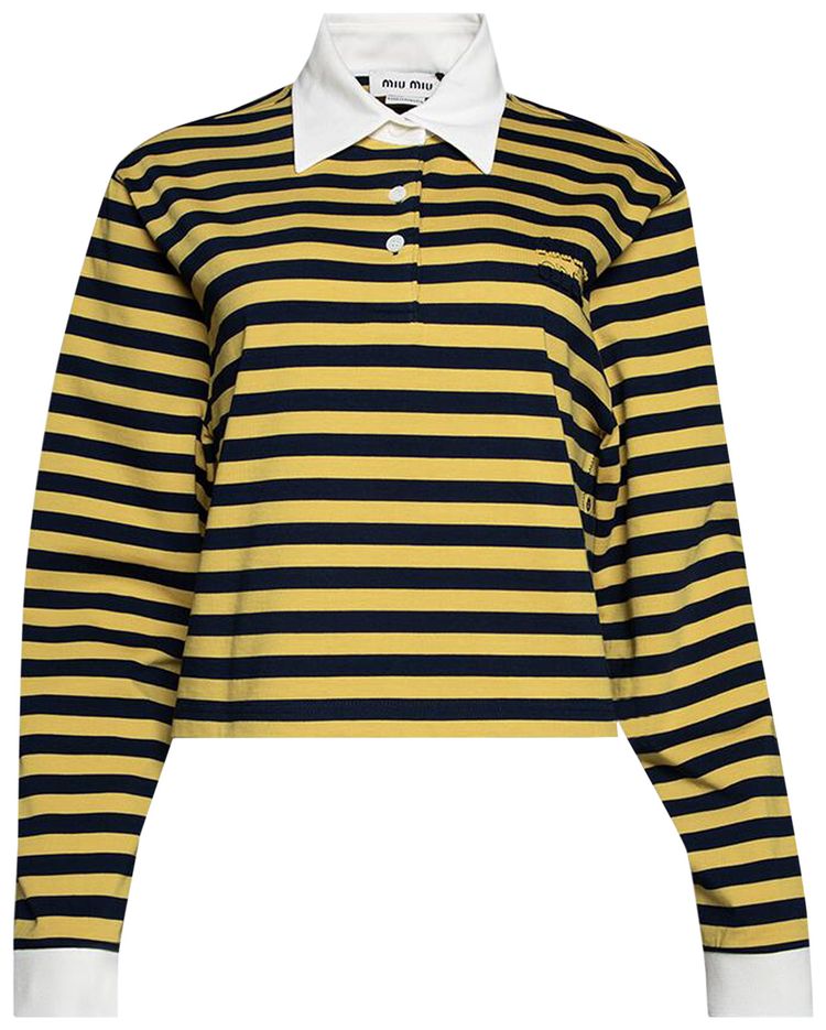 Miu Miu Striped Polo Shirt BlueGialloBianco