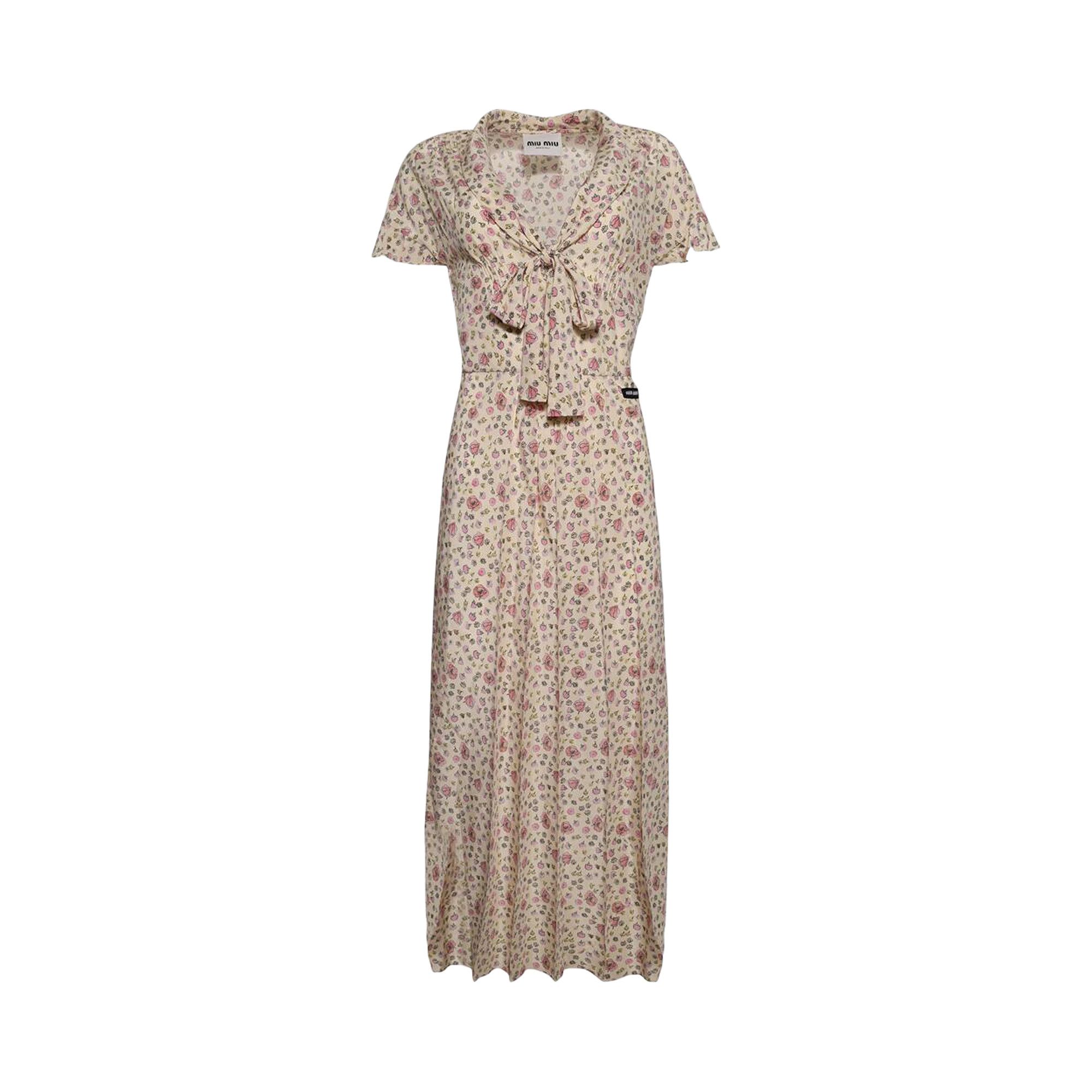 Buy Miu Miu Long Crepe De Chine Dress 'Cammeo' - MF5971 S OOO 175R