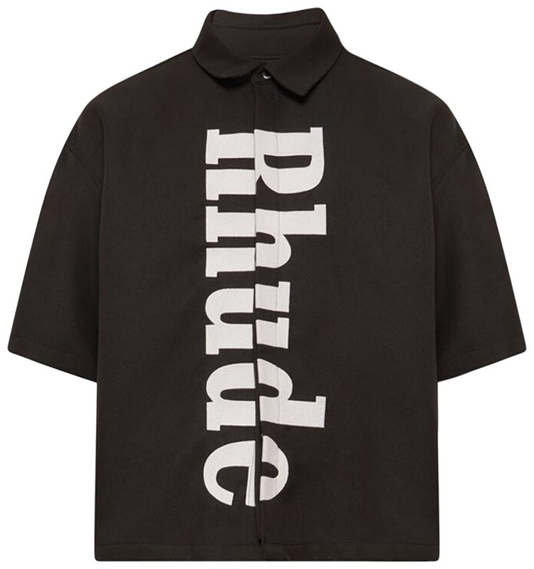 Rhude Center Logo Button Up Shirt BlackWhite