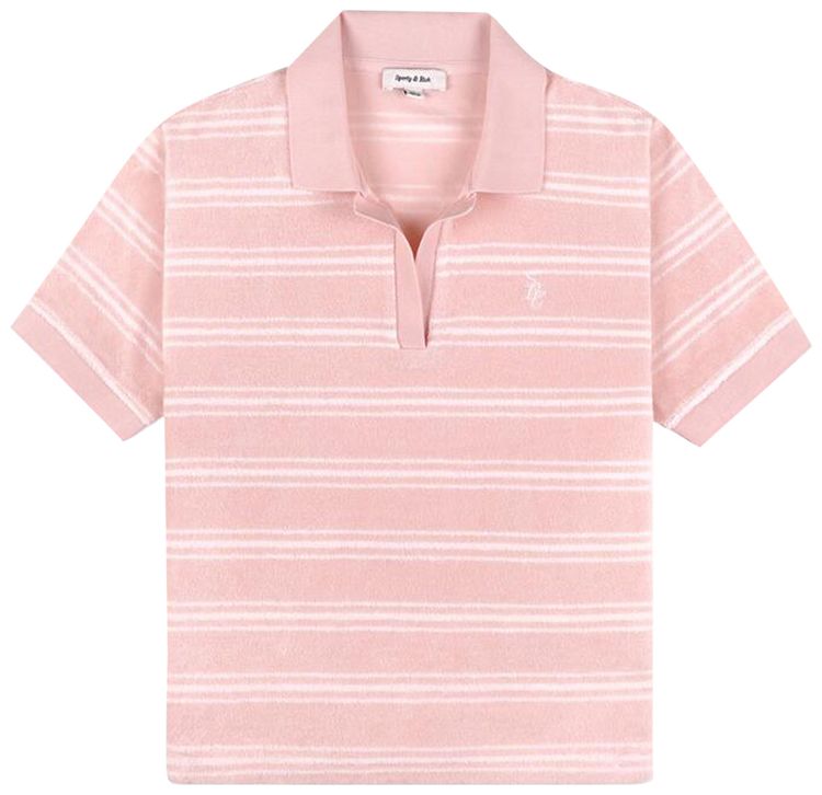 Sporty  Rich SRC Terry Polo Pink Dolphin Striped