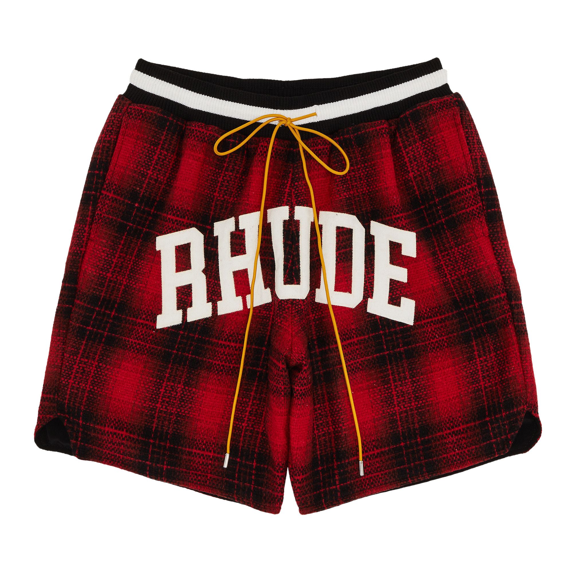 Buy Rhude Flannel Collegiate Court Logo Short 'Red/Black