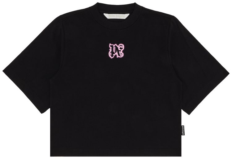 Palm Angels Classic Logo Neon Cropped Tee BlackPink