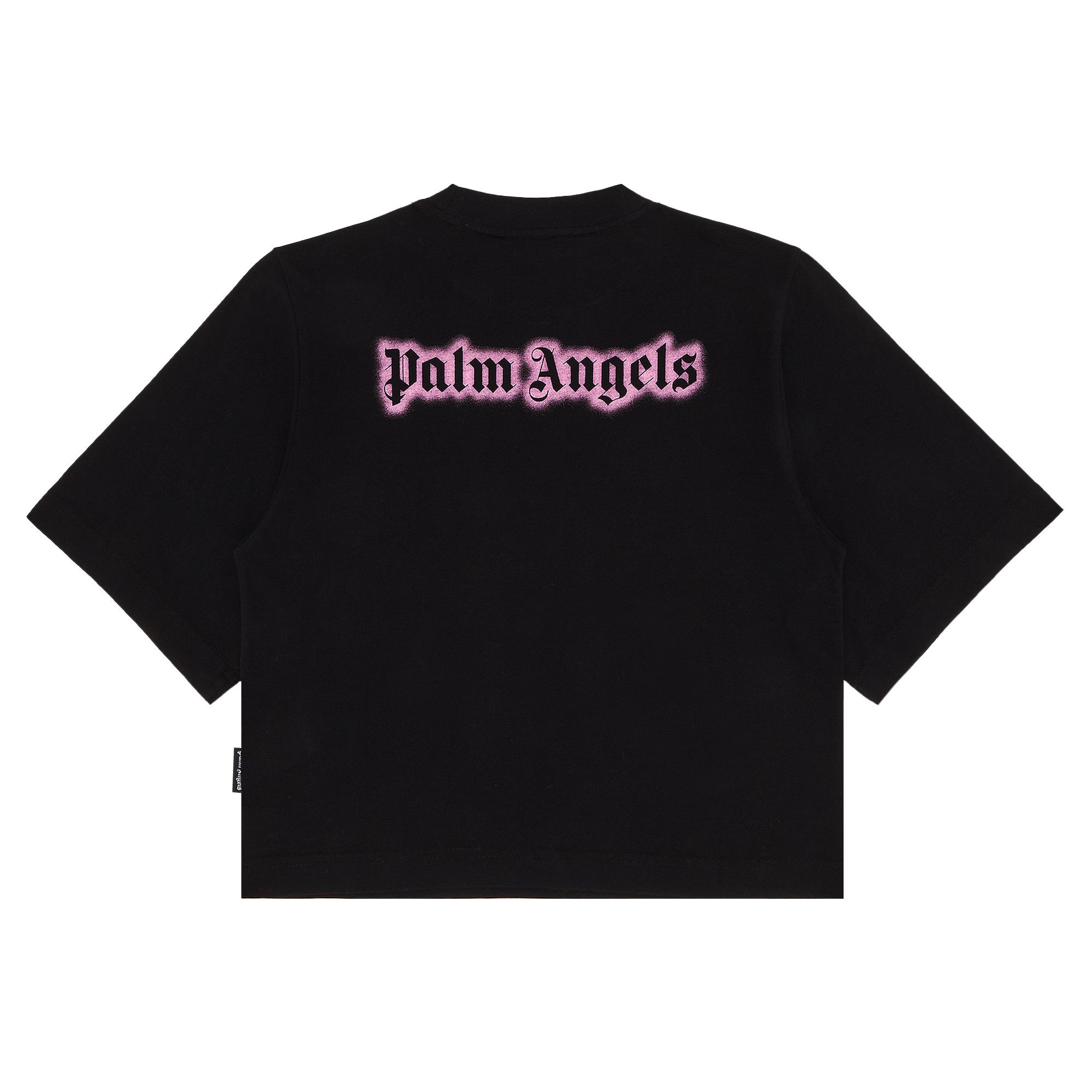 Buy Palm Angels Classic Logo Neon Cropped Tee 'Black/Pink
