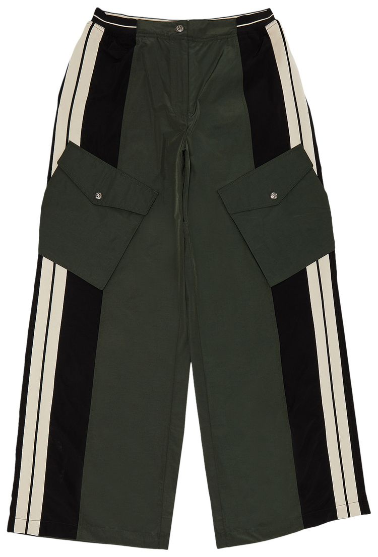 Palm Angels Colorblock Cargo Pants Forest GreenBlack