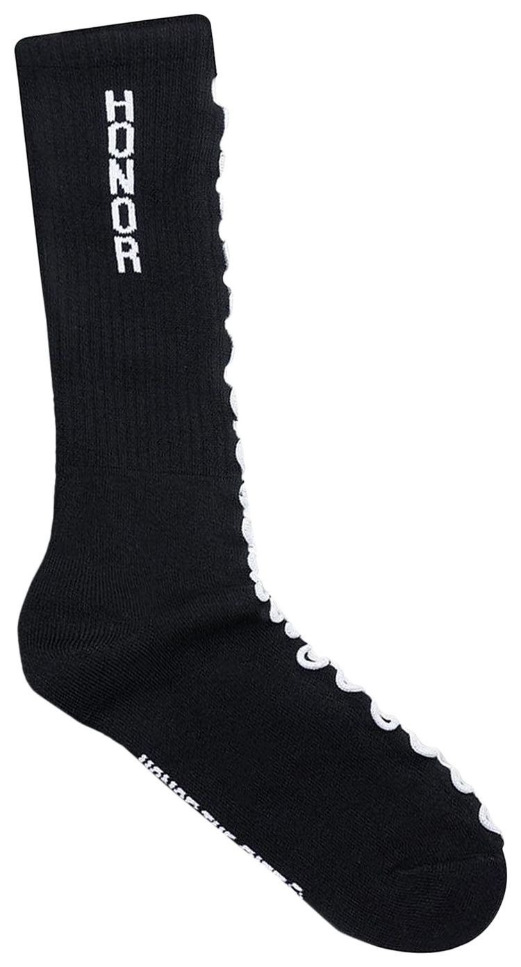 Honor The Gift Embroidery Edge Ribbed Sock Black