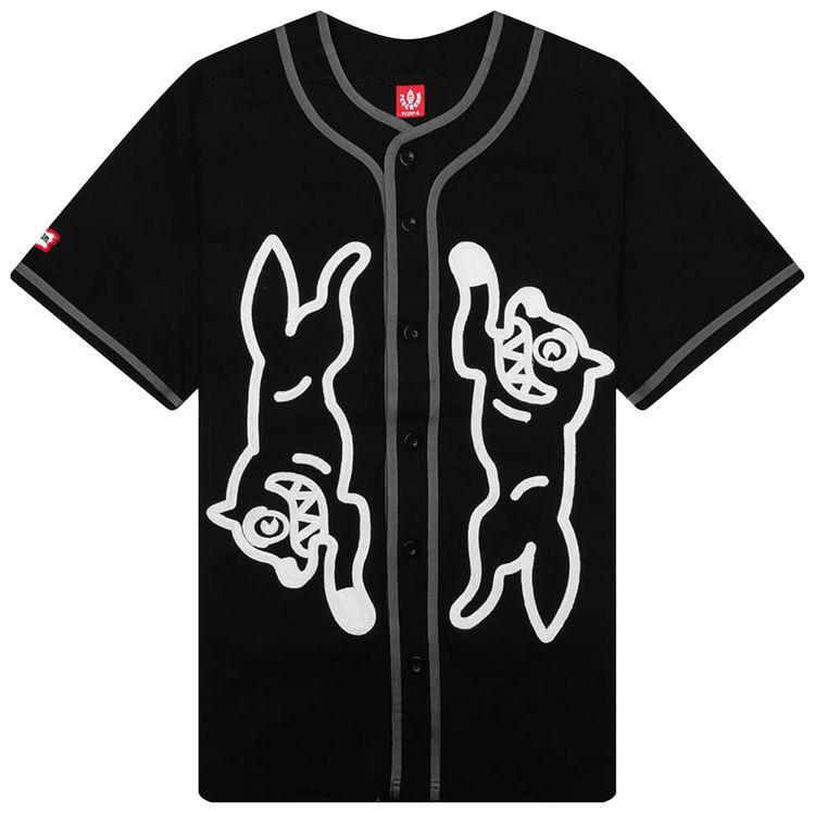 Icecream Betts Short Sleeve Knit Button Up Black