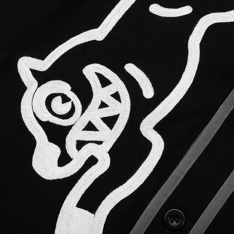 Icecream Betts Short Sleeve Knit Button Up Black