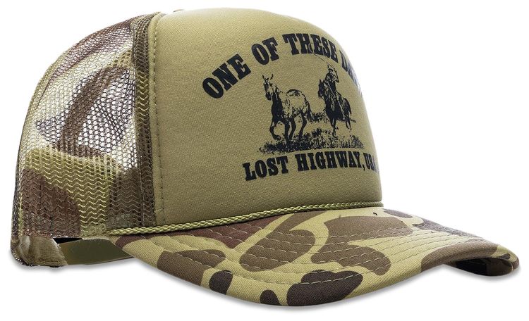 One Of These Days Lost Highway Foam Trucker Hat Light Green Camo