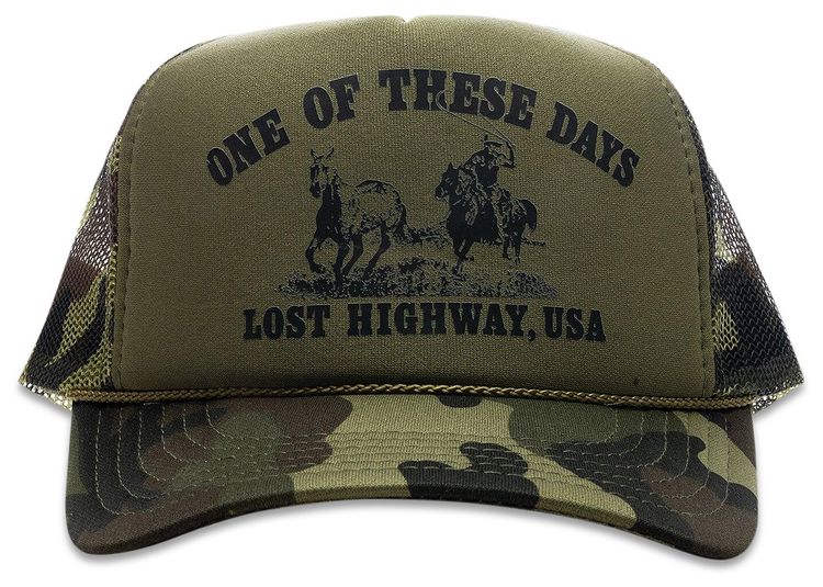 One Of These Days Lost Highway Foam Trucker Hat Dark Green Camo