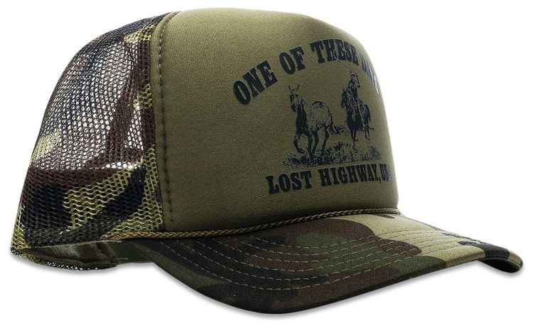 One Of These Days Lost Highway Foam Trucker Hat Dark Green Camo