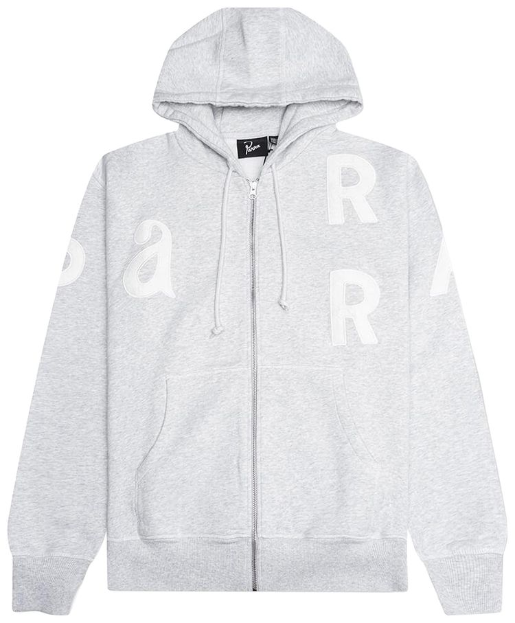 Parra Word Salad Zip Hooded Sweatshirt Heather Grey