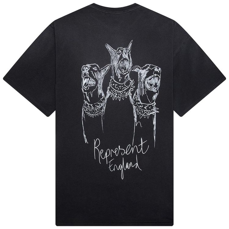 Represent Clo Hand Drawn Thoroughbred Dogs T Shirt Aged Black