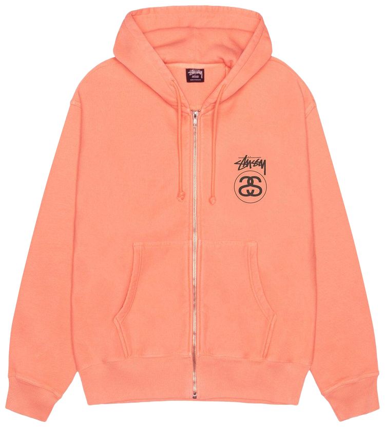 Stussy Stock Link Zip Hoodie Pigment Dyed Sherbert