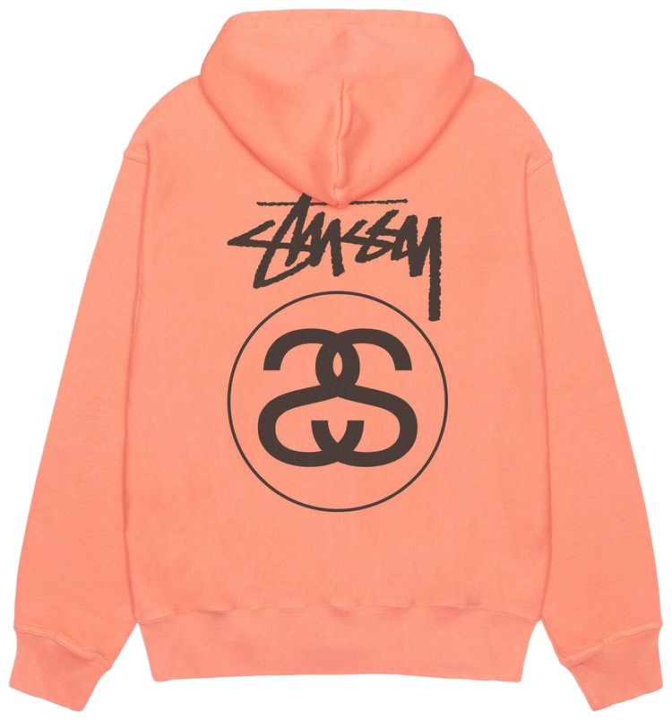 Stussy Stock Link Zip Hoodie Pigment Dyed Sherbert