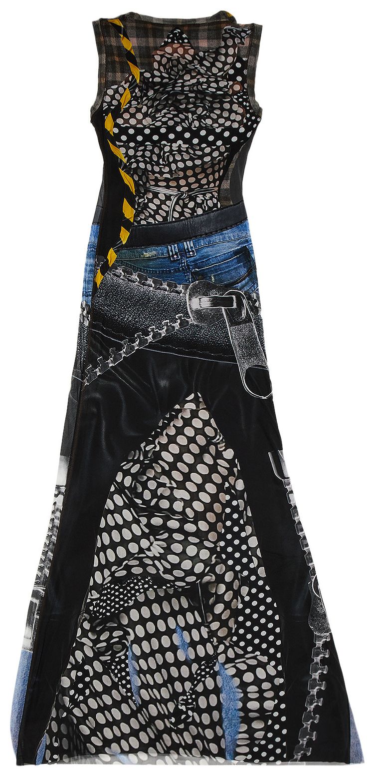 Ottolinger Mesh Maxi Dress Polka Dot Zip Print