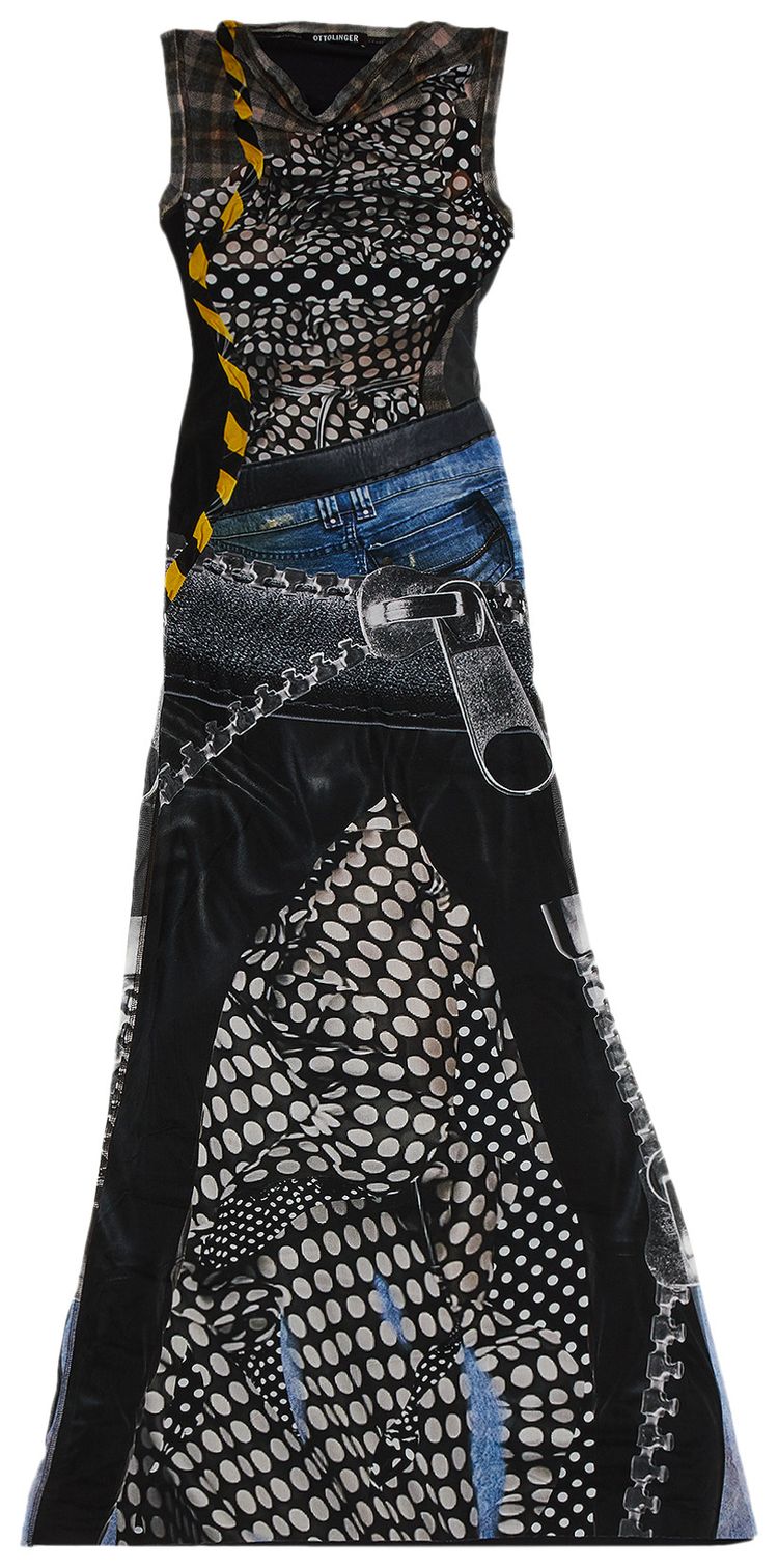 Ottolinger Mesh Maxi Dress Polka Dot Zip Print