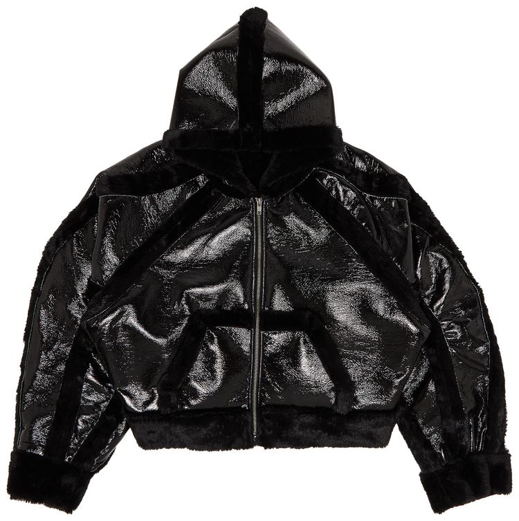 Ottolinger Shearling Fitted Multiline Jacket Shinny Black