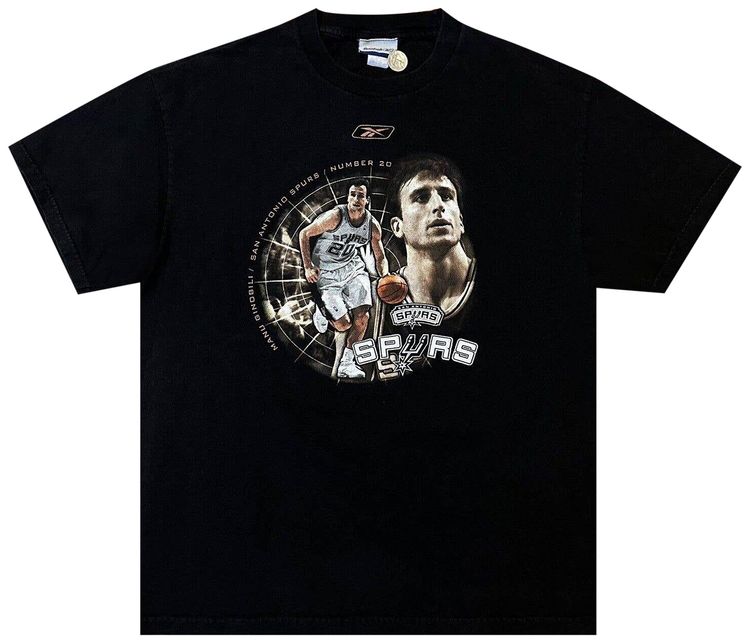 Vintage Reebok Manu Ginobli San Antonio Spurs Tee Black