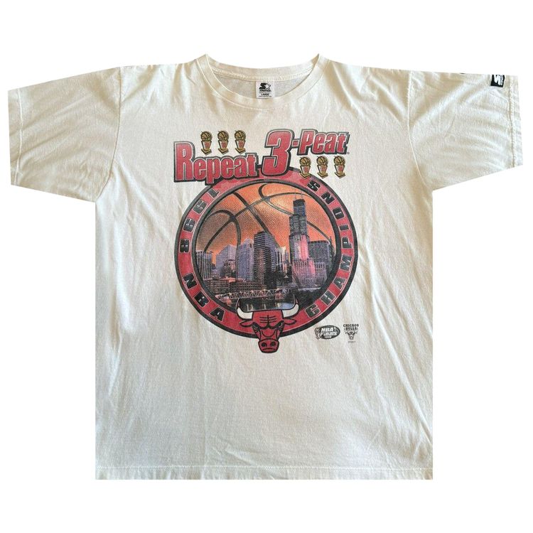 Vintage 1998 Chicago Bulls NBA Championships Tee White