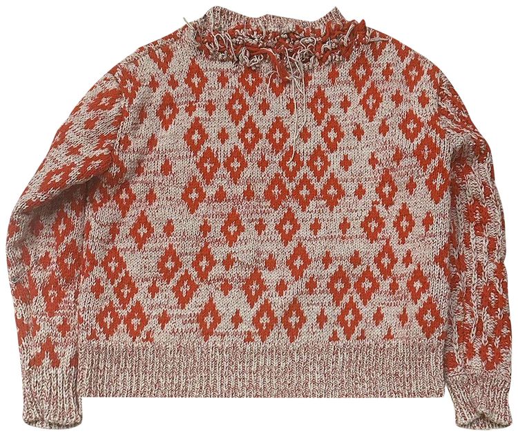 Pre Owned Calvin Klein 205W39NYC Princeton University Jacquard Sweater BeigeRed