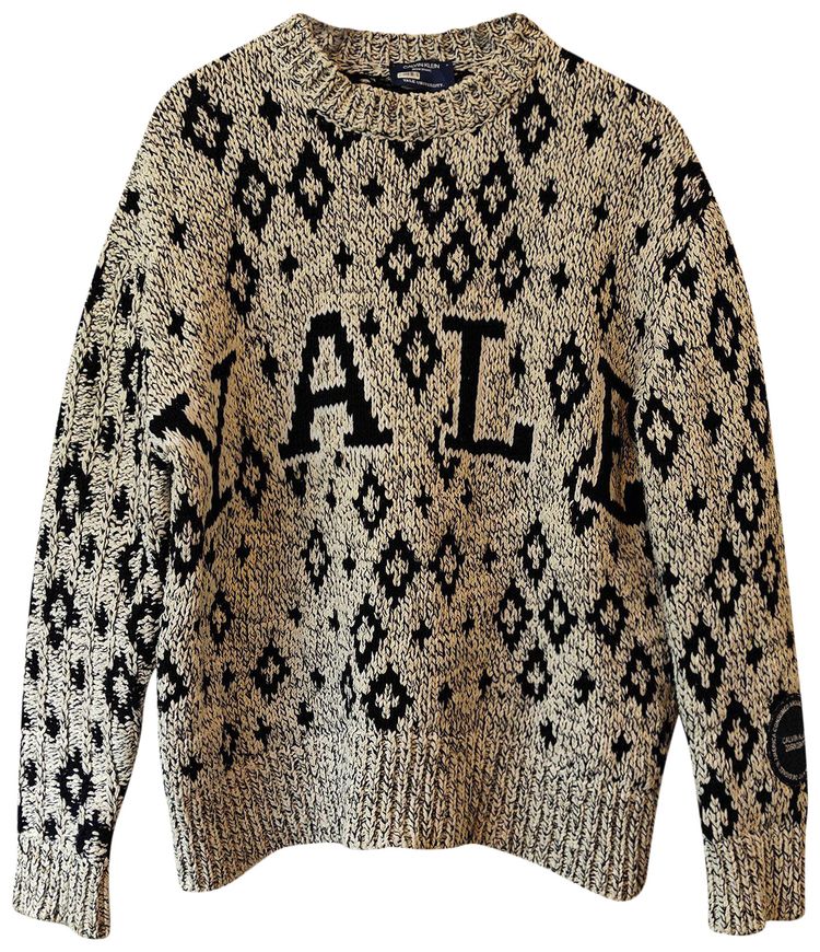 Pre Owned Calvin Klein 205W39NYC Yale University Jacquard Sweater Navy