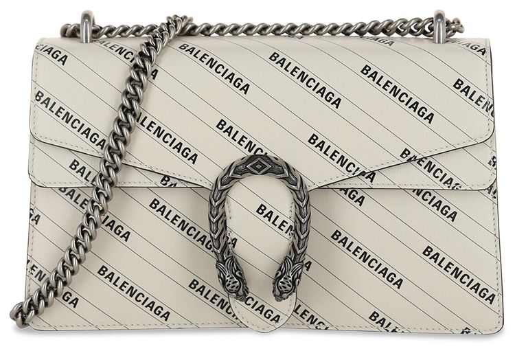 Gucci x Balenciaga Logo Print Dionysus Shoulder Bag White