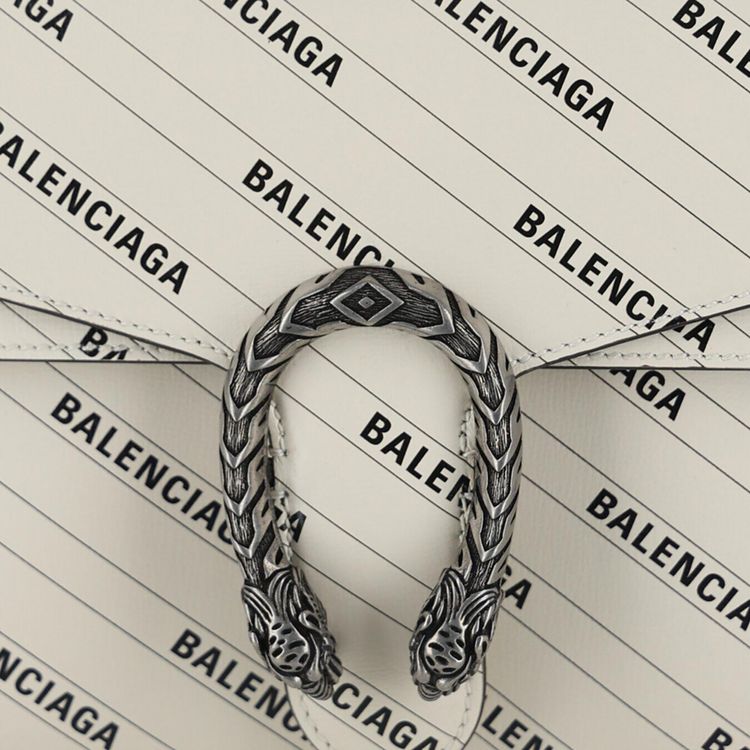 Gucci x Balenciaga Logo Print Dionysus Shoulder Bag White