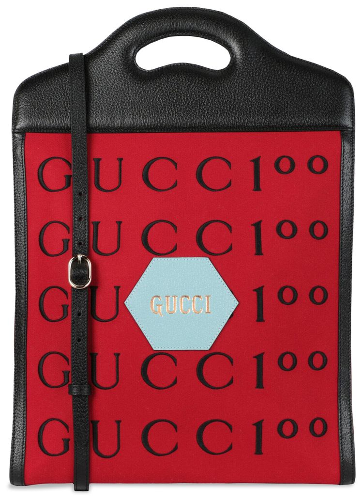 Gucci Aria 100th Anniversary Embroidered Tote Red