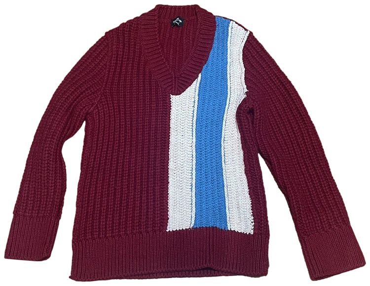 Calvin Klein 205W39NYC Oversized V Neck Knit Sweater Red