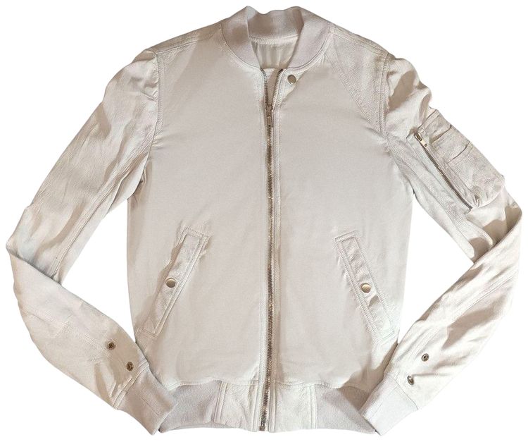 Pre Owned Rick Owens Dirt Flight Bomber Jacket Chalk White