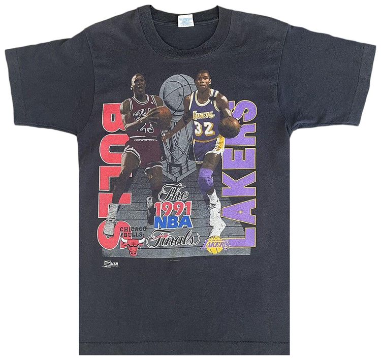 Vintage 1991 NBA Finals Chicago Bulls vs Los Angeles Lakers Tee Black