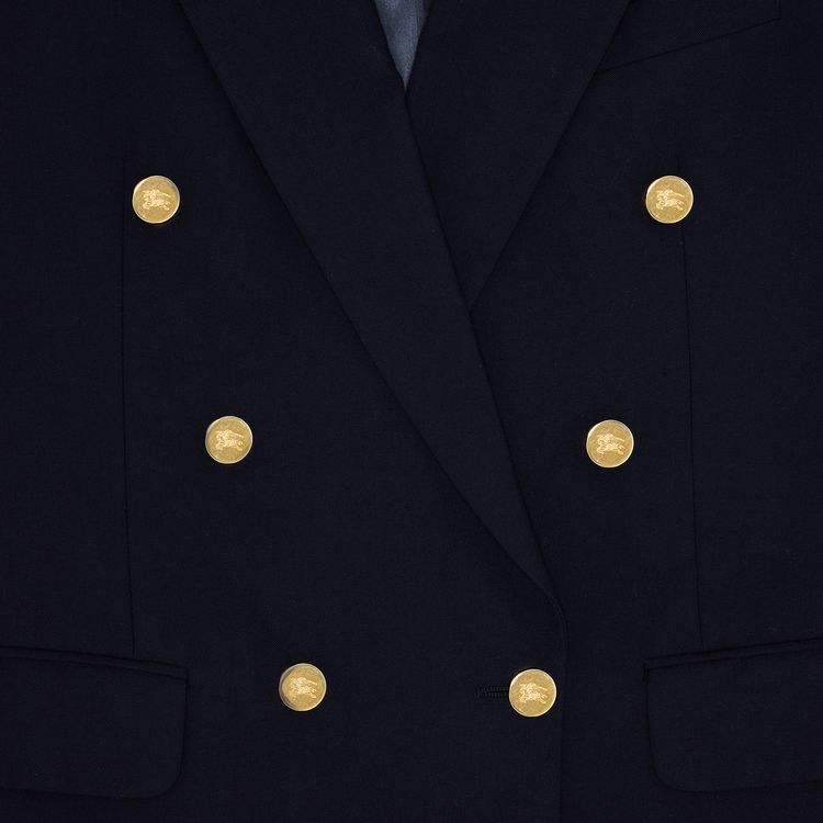 Vintage Burberry Double Breasted Wool Blazer Navy