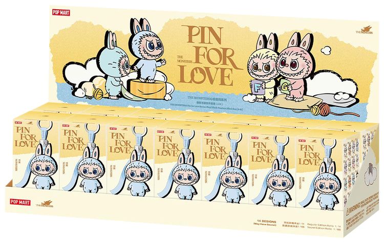 Pop Mart Labubu THE MONSTERS Pin for Love Series A M Vinyl Plush Pendant Sealed Whole Set 14 Blind Boxes Mystery