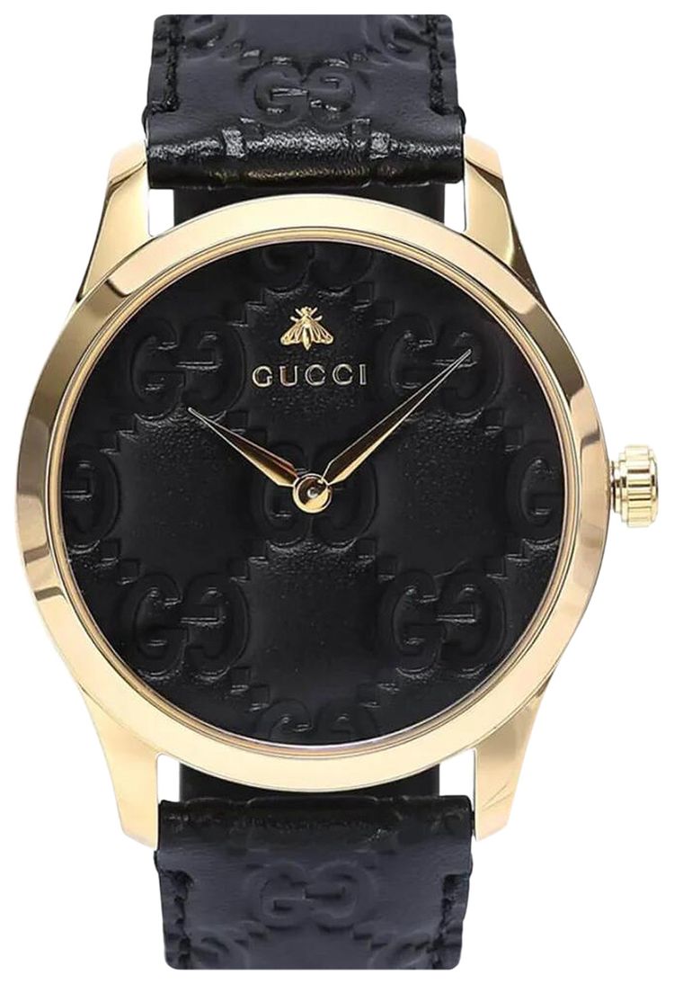 Gucci G Timeless Dial Leather Watch Gold