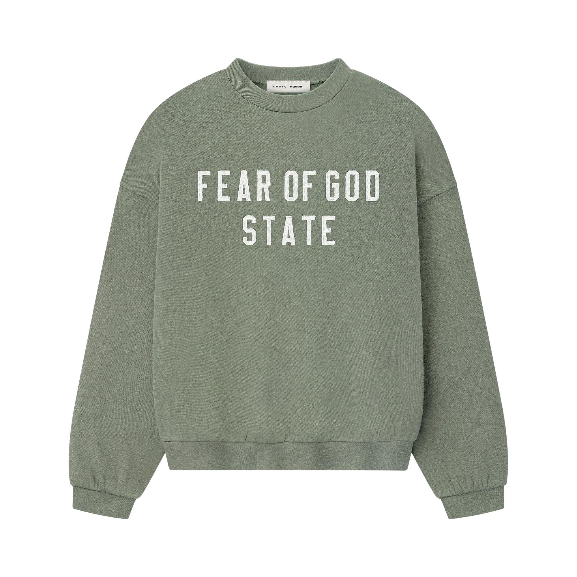 Buy Fear of God Essentials 90's Crewneck 'Moss' - 192SP256557F | GOAT