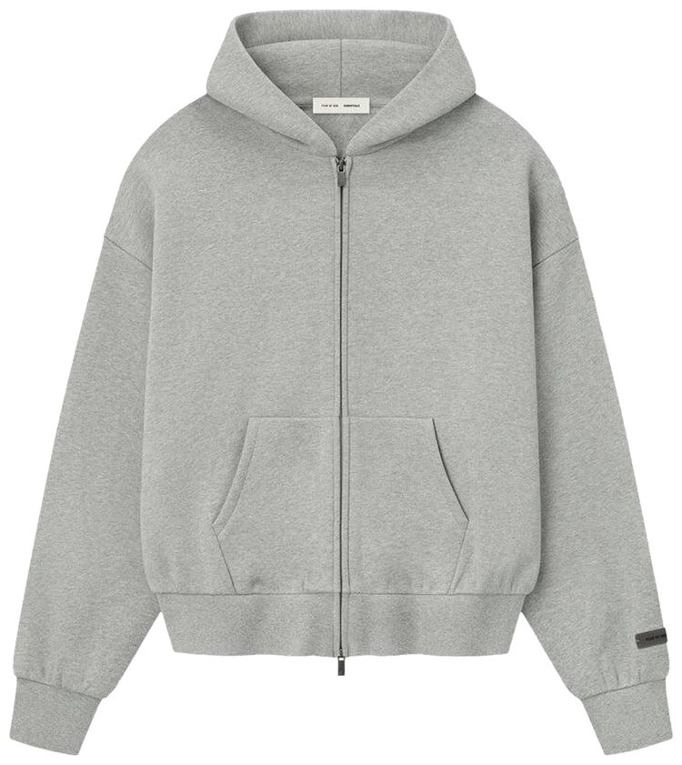 Fear of God Essentials Classic Fleece Zip Up Hoodie Concrete Heather