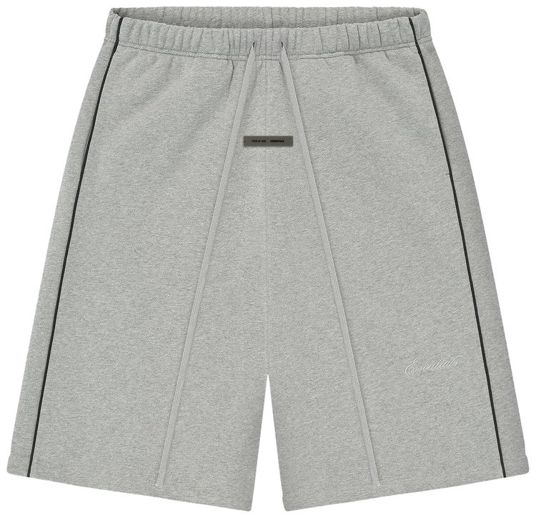 Fear of God Essentials Relaxed Fleece Sweatshort With Piping Concrete HeatherBlack