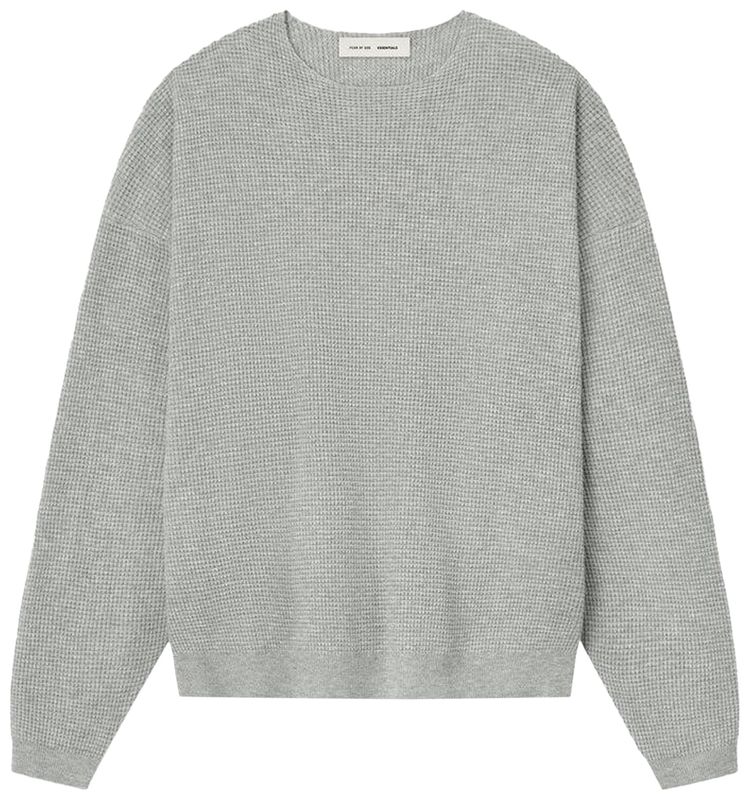 Fear of God Essentials Waffle Crewneck Sweater Concrete Heather
