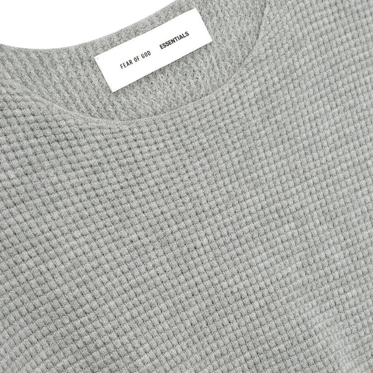 Fear of God Essentials Waffle Crewneck Sweater Concrete Heather