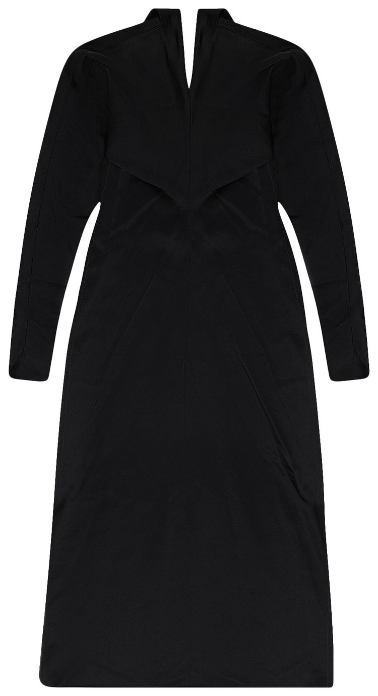 Lanvin Long Sleeve Draped Midi Formal Dress Black