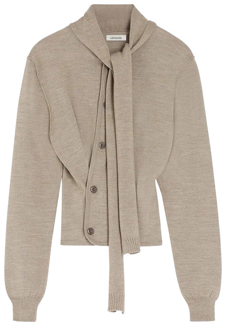 Lemaire Twisted Cardigan With Scarf Light Taupe