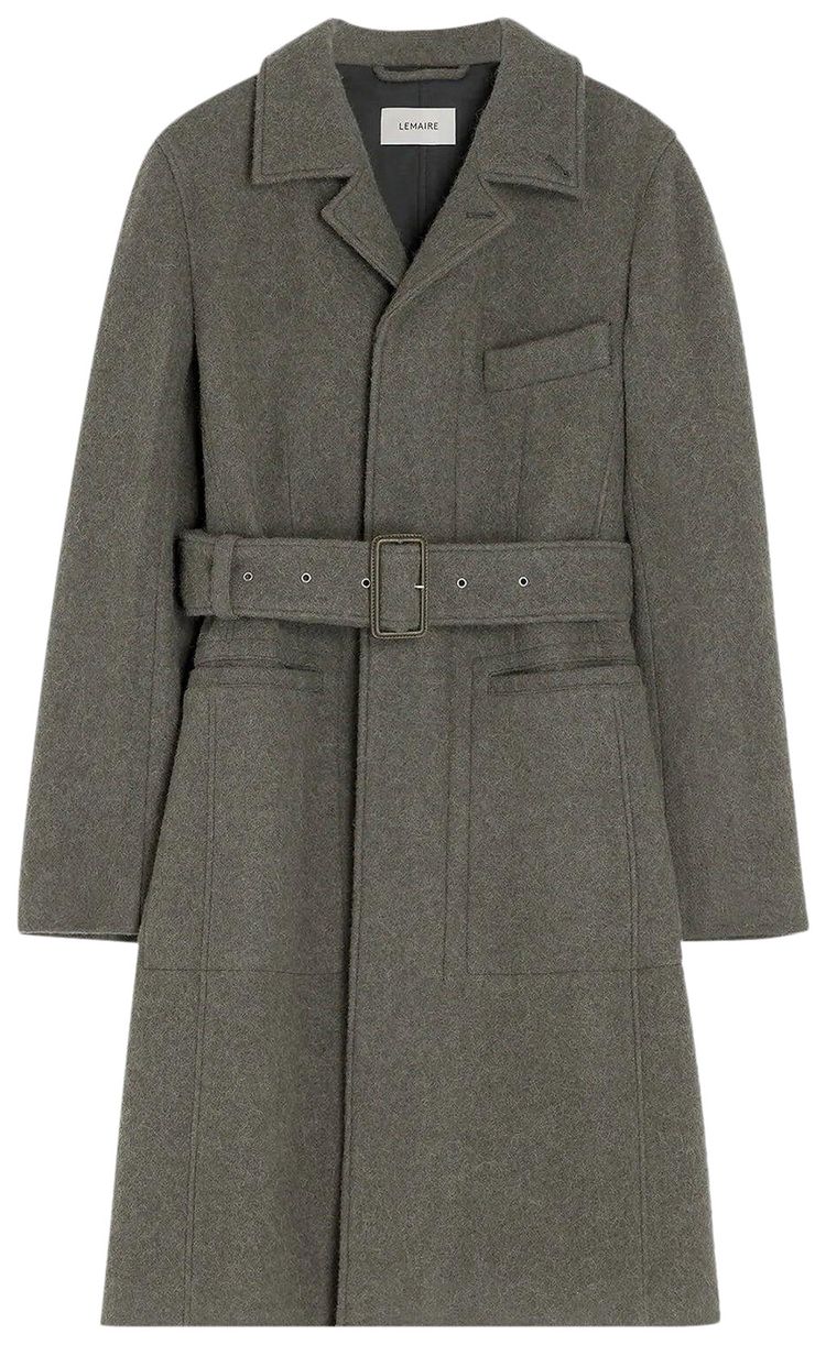 Lemaire Belted Tailored Coat Dark Khaki