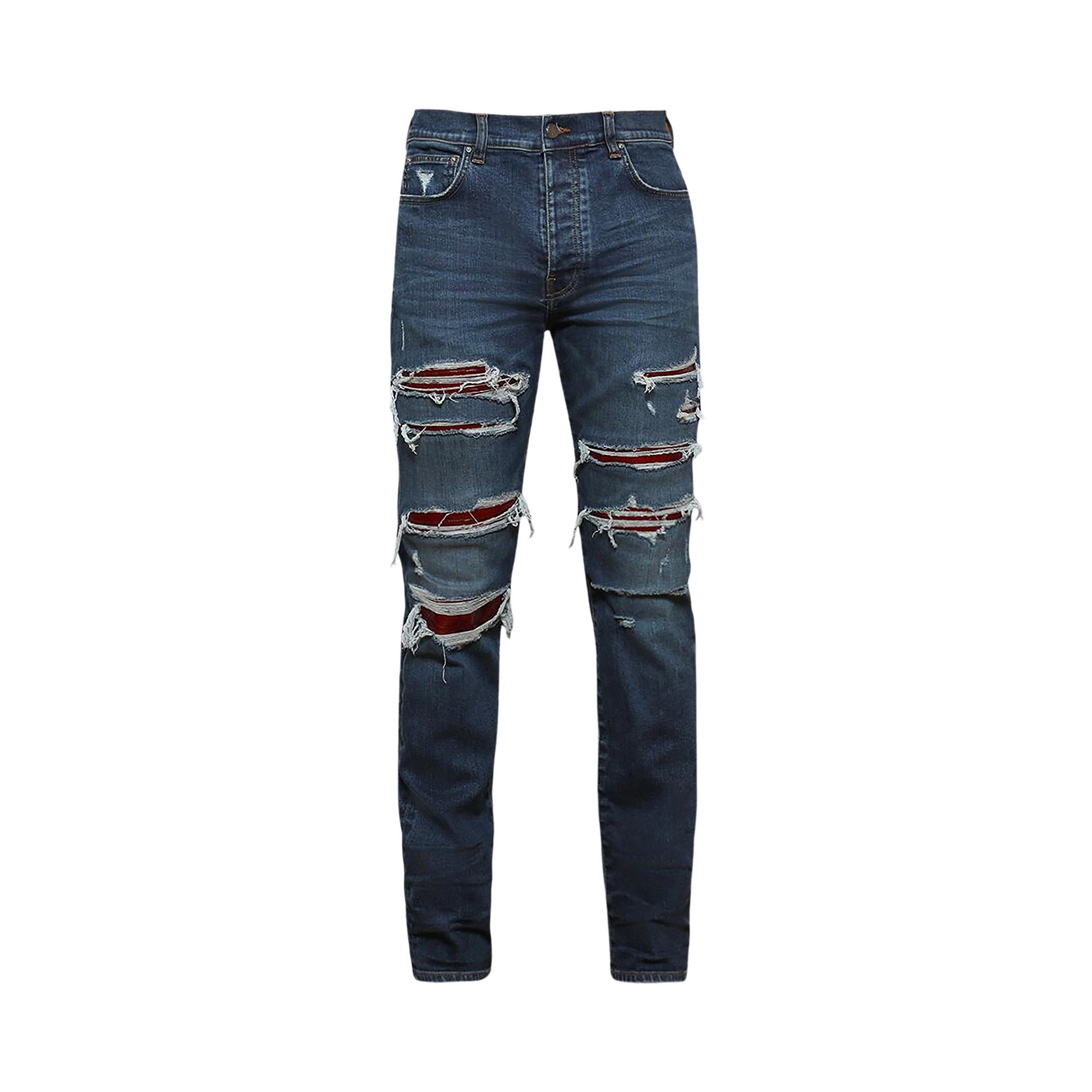 amiri ダメージボーダー　macra Buy Amiri Croc Slim Thrasher Jean 'Dark Indigo' - AMDNSM1023 DARK
