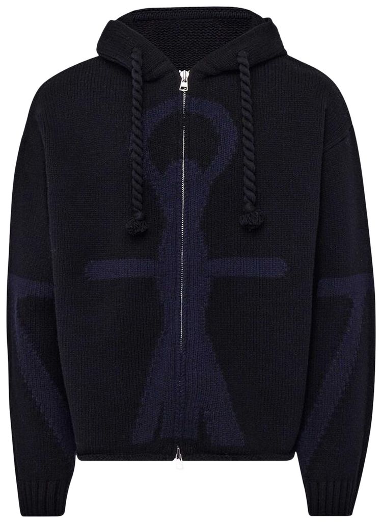 JW Anderson Zip Up Anchor Hoodie BlackNavy