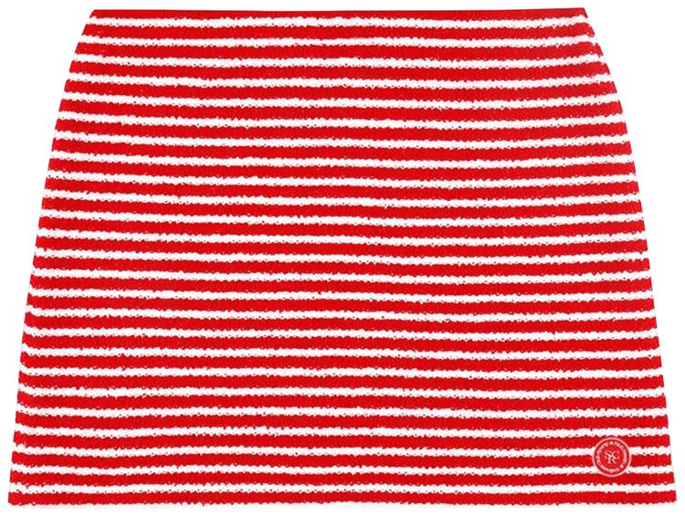 Sporty  Rich Serif Logo Striped Terry Aline Skirt Fire Red Stripes