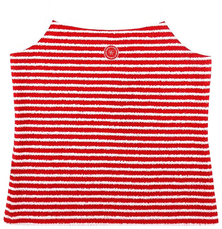 Sporty  Rich Serif Logo Striped Terry Tank Fire Red Stripes